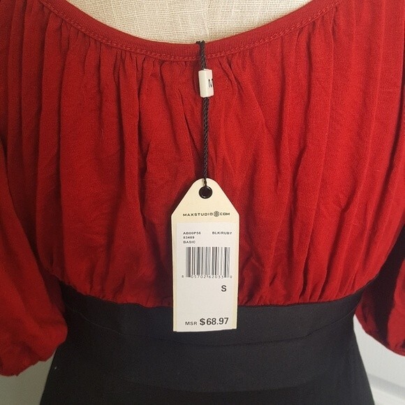 Sophie Max Red Black Wiggle Dress NWT - Picture 7 of 11